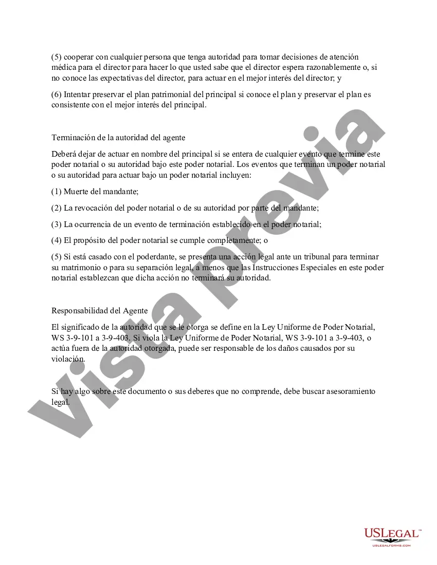 Preview Poder general duradero para la propiedad y las finanzas o efectivo financiero en caso de incapacidad