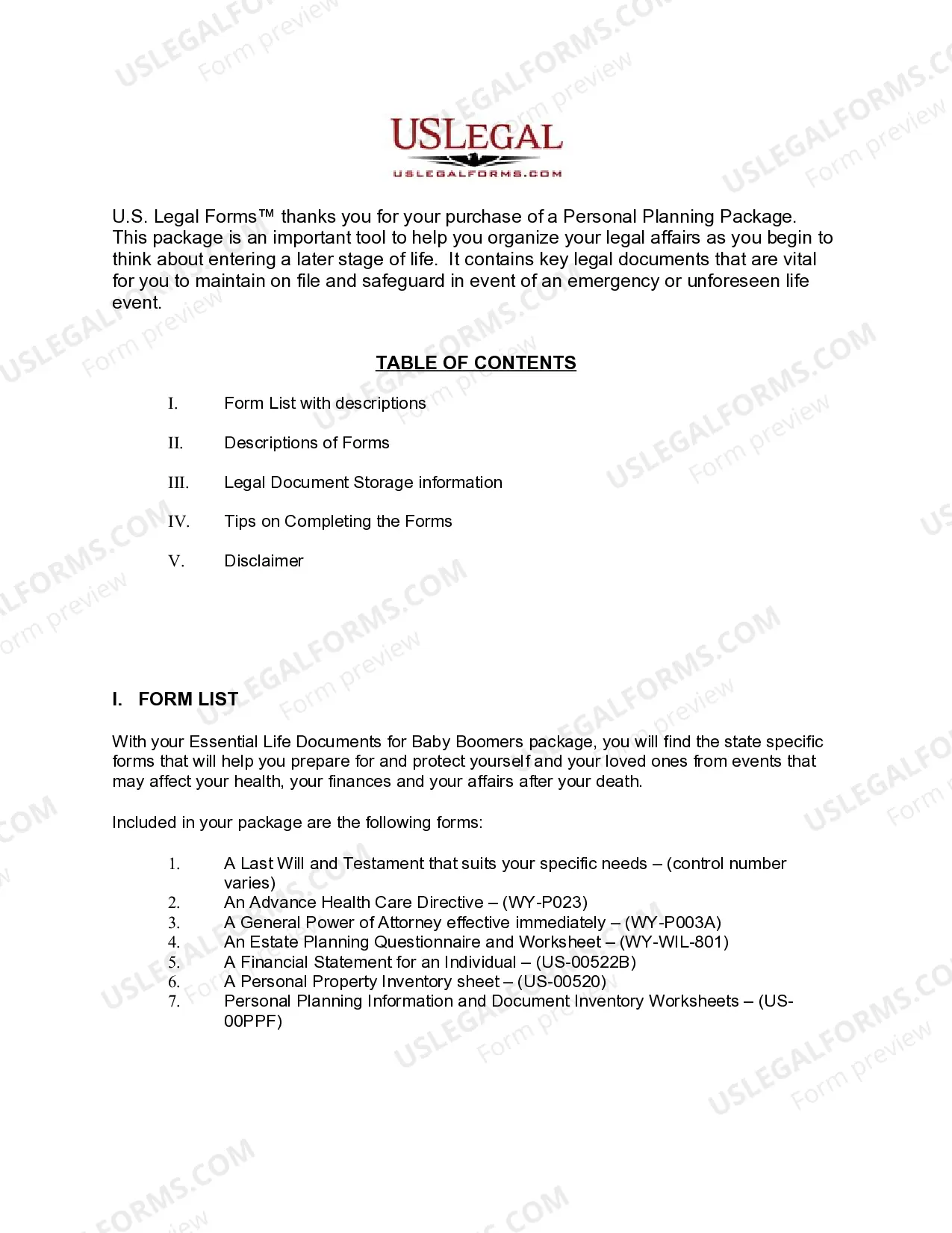 Preview Wyoming Essential Legal Life Documents for Baby Boomers