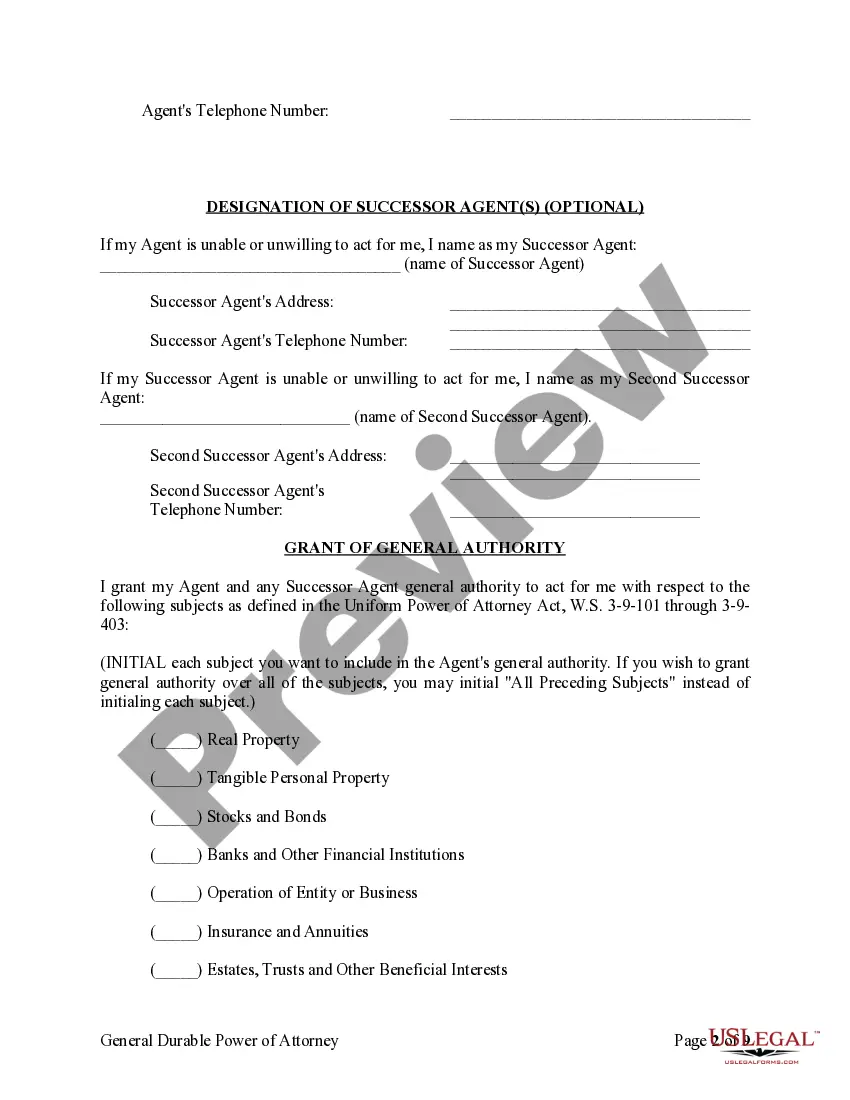 Preview General Durable Power of Attorney for Property and Finances or Financial Effective upon Disability