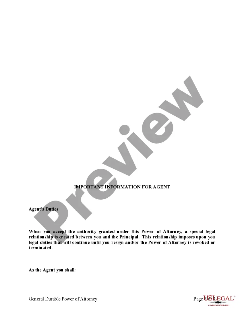 Preview General Durable Power of Attorney for Property and Finances or Financial Effective upon Disability