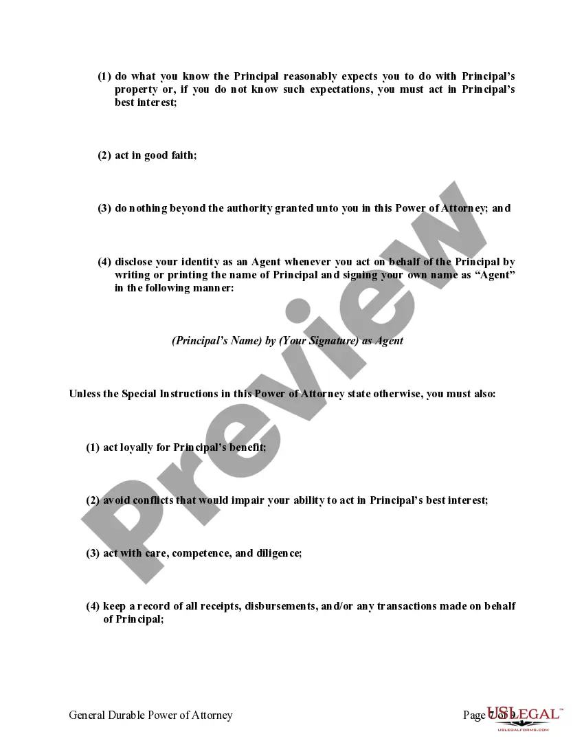 Preview General Durable Power of Attorney for Property and Finances or Financial Effective upon Disability