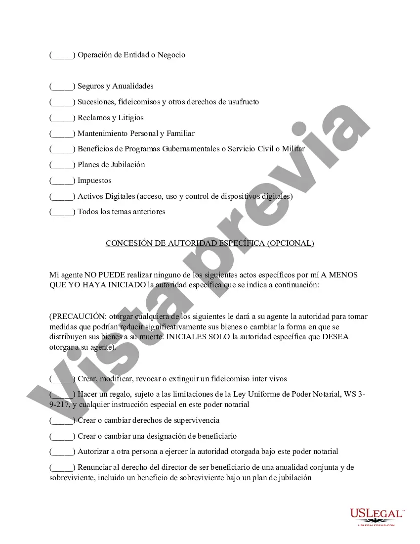 Preview Poder General Duradero para Bienes y Finanzas o Financiero Efectivo Inmediatamente