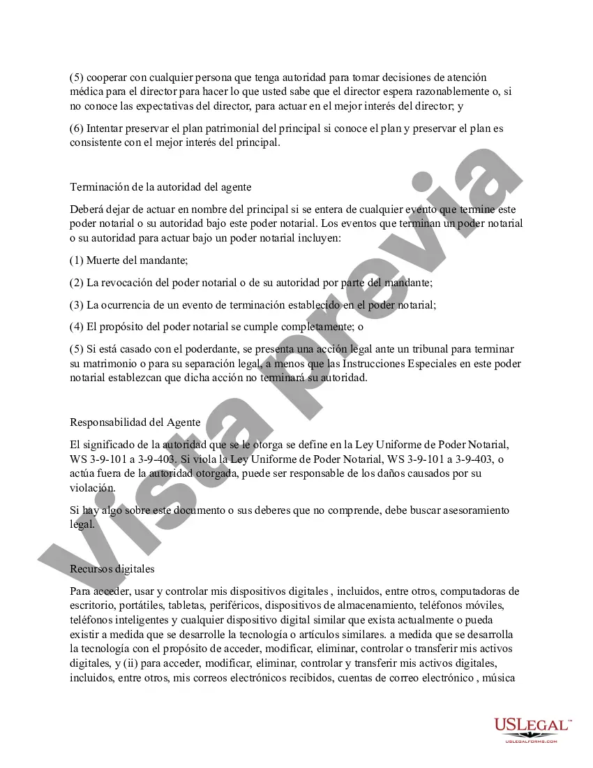 Preview Poder General Duradero para Bienes y Finanzas o Financiero Efectivo Inmediatamente