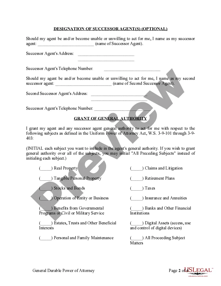 Preview General Durable Power of Attorney for Property and Finances or Financial Effective Immediately