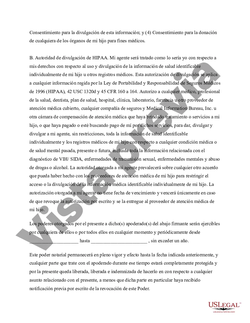 Preview Poder General para el Cuidado y Custodia del Hijo o Hijos