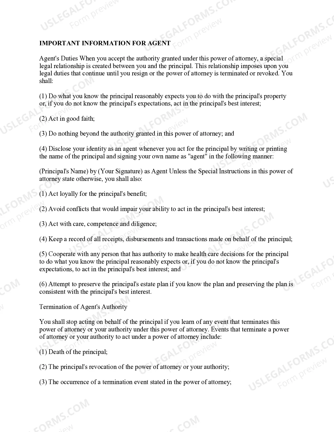 Preview Statutory Power of Attorney