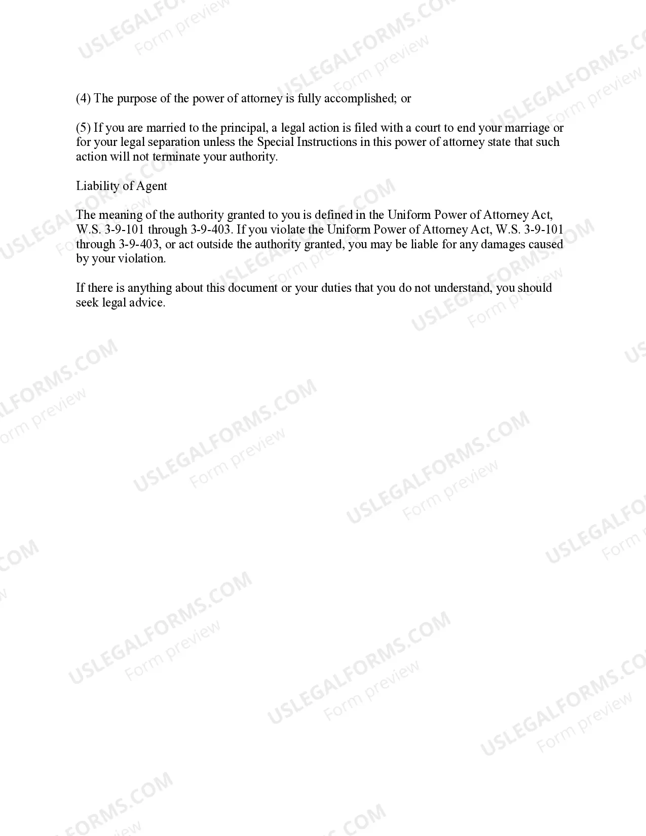 Preview Statutory Power of Attorney