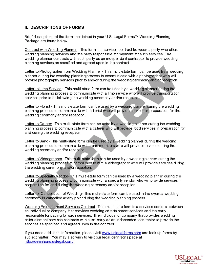 Preview Wyoming Wedding Planning or Consultant Package