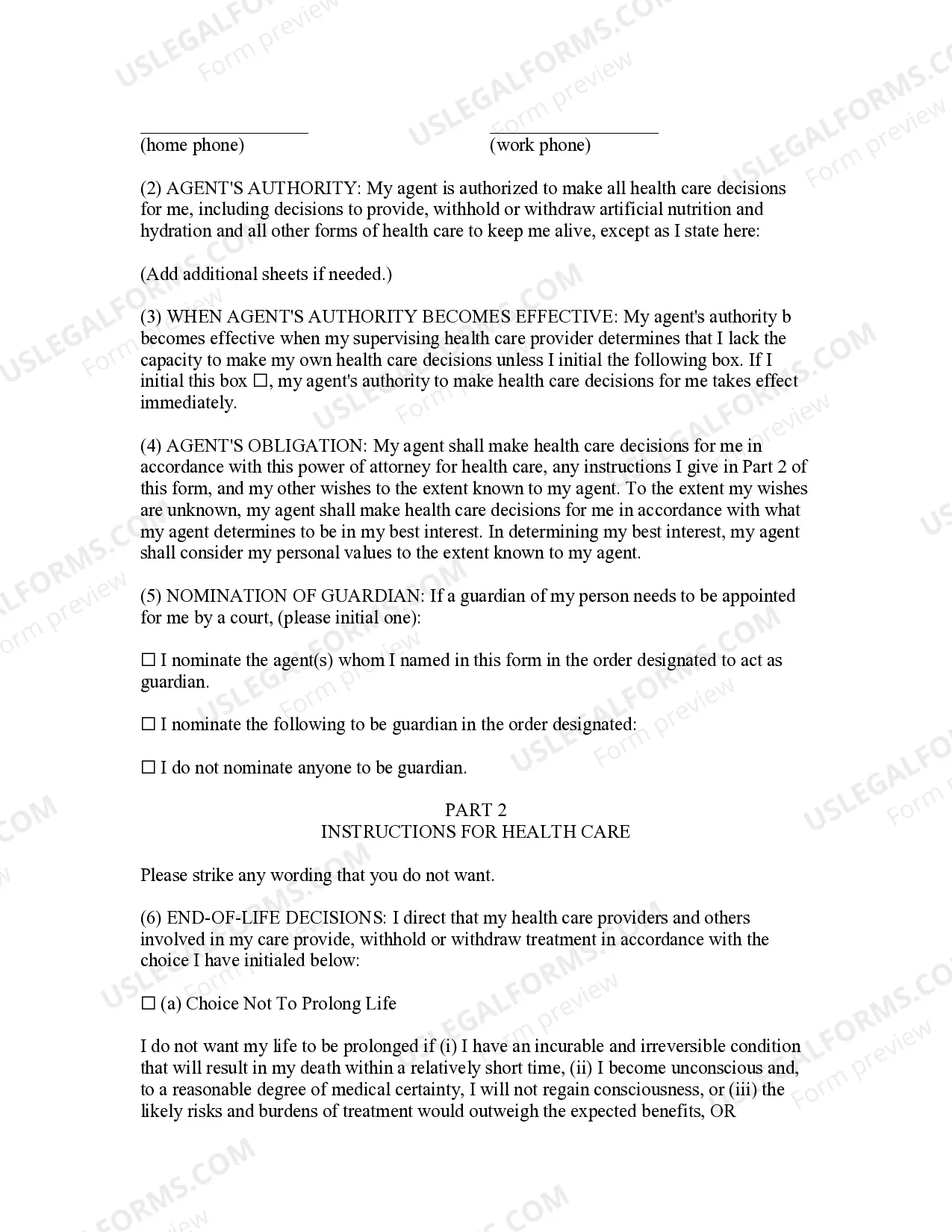 Preview Advance Health Care Directive