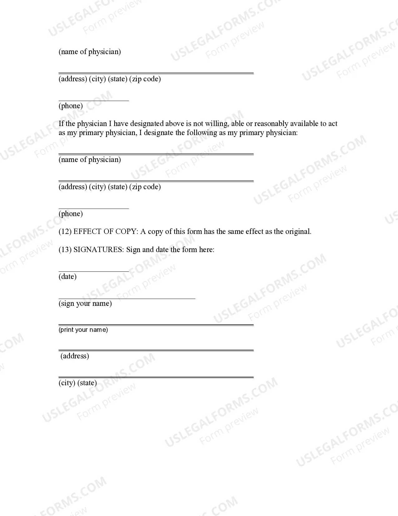 Preview Advance Health Care Directive