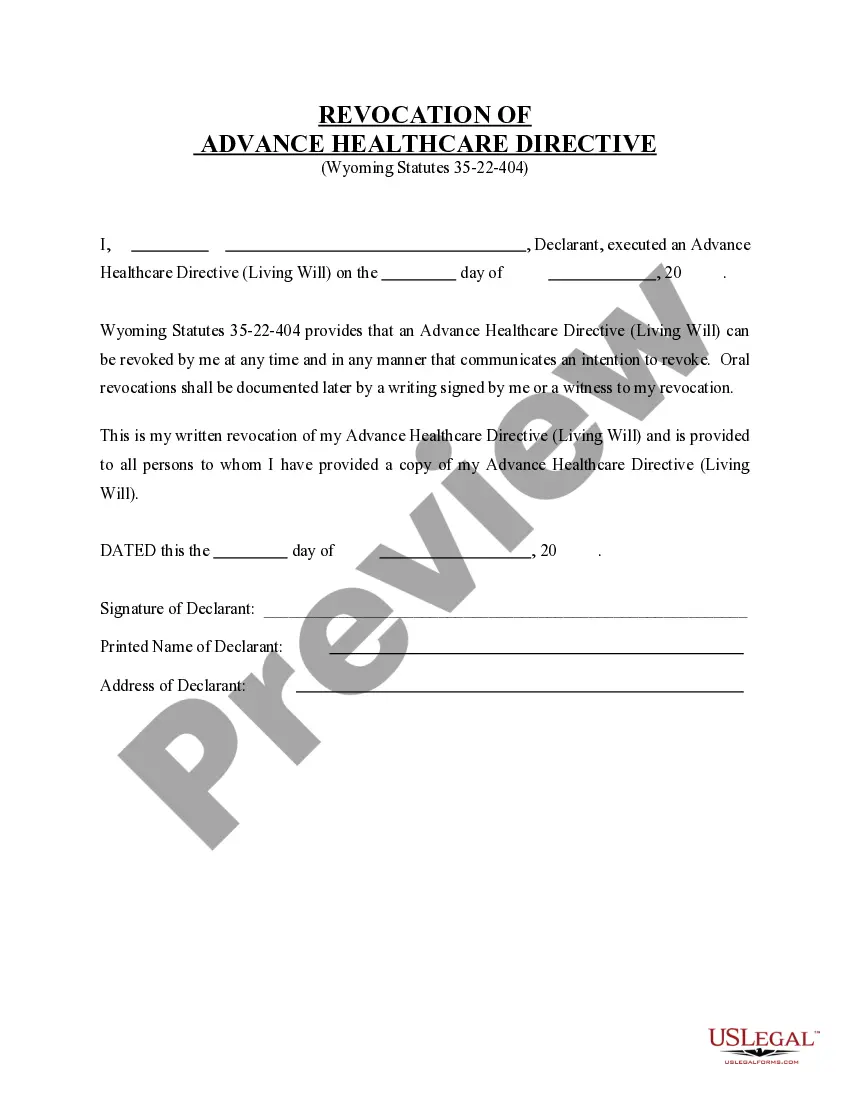 Get Revocation of Advance Healthcare Directive Preview Revocation of Advance Healthcare Directive