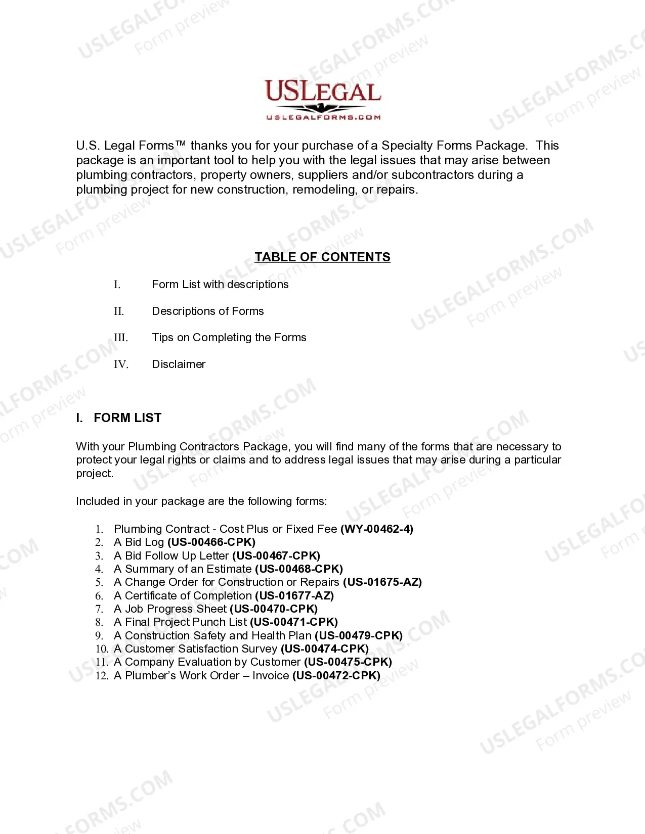 Preview Wyoming Plumbing Contractor Package