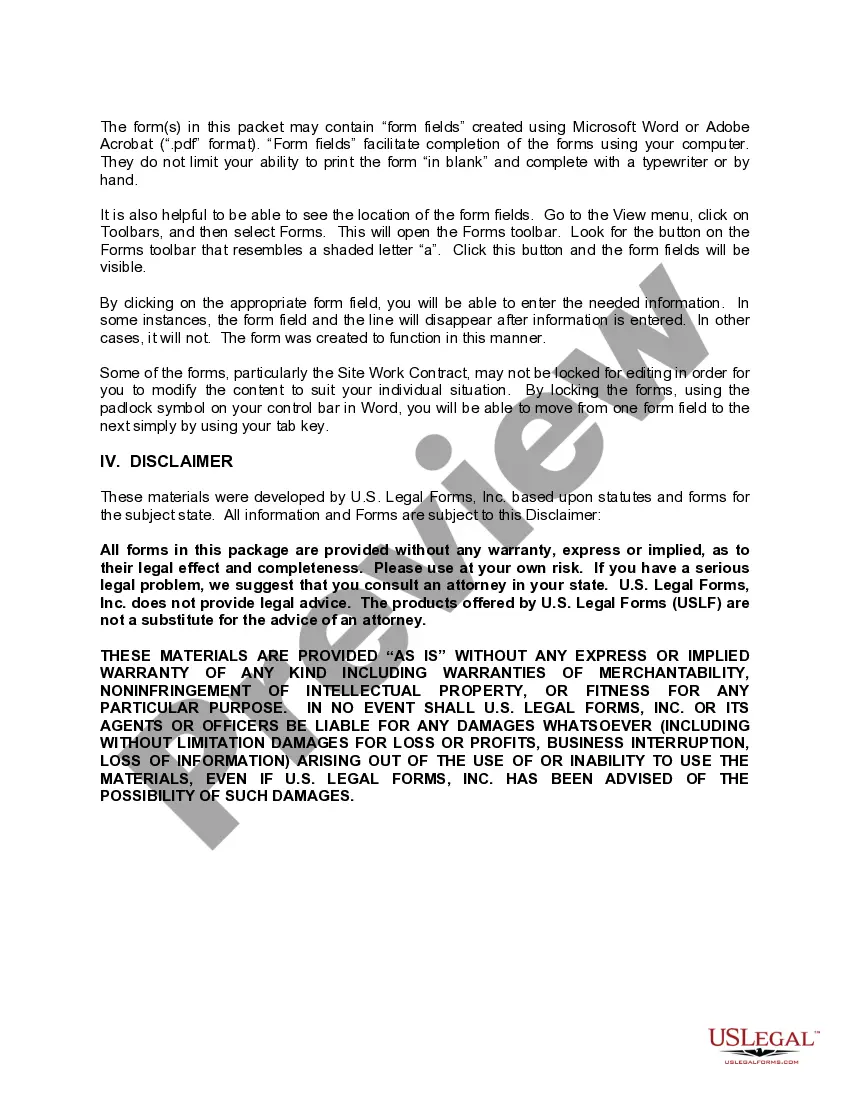 Preview Wyoming Site Work Contractor Package