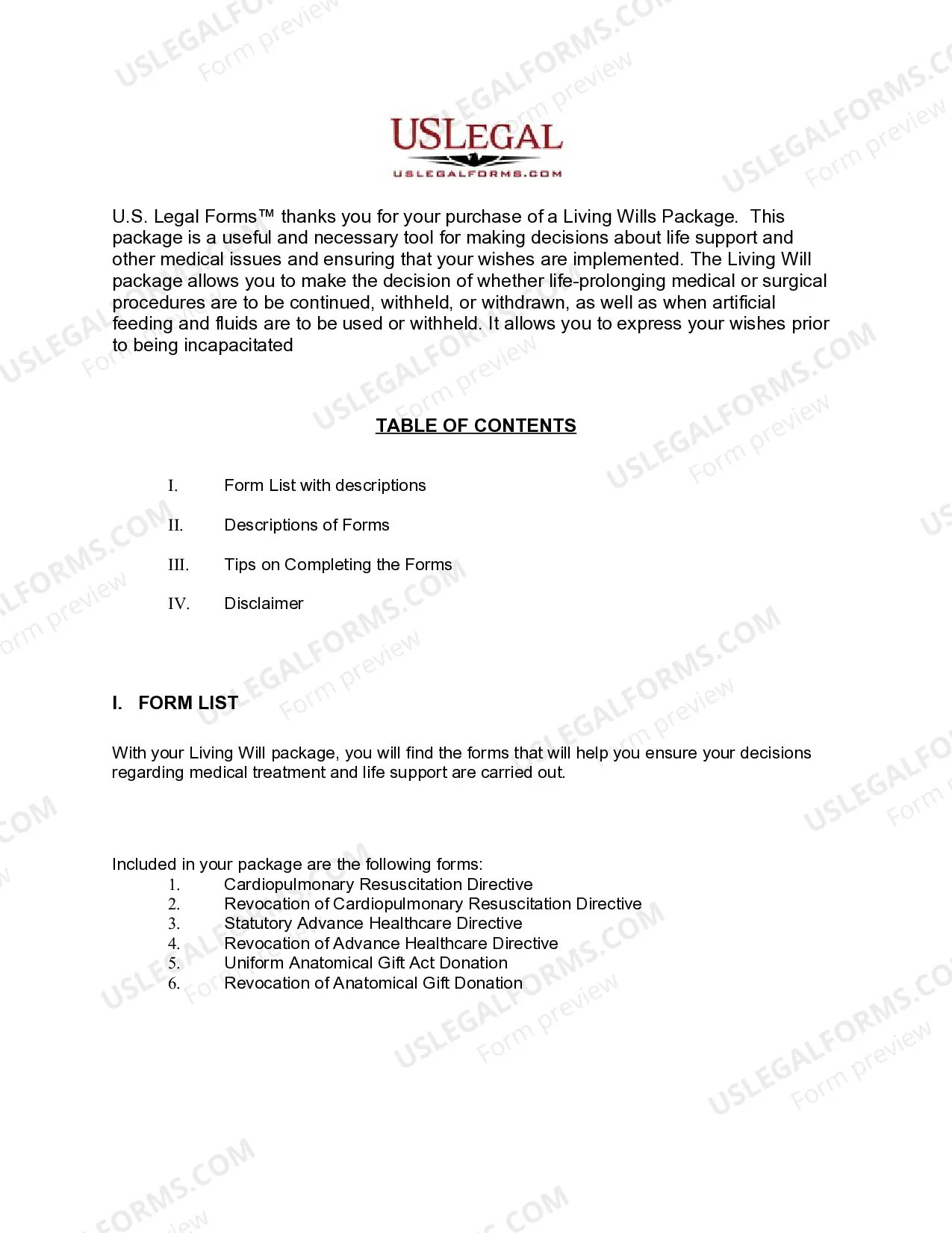 Preview Wyoming Living Wills and Health Care Package