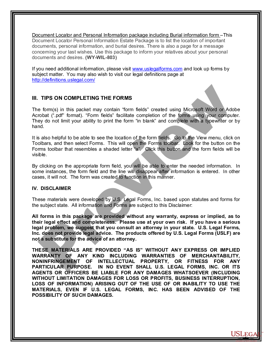 page 2 Last Will and Testament Package preview