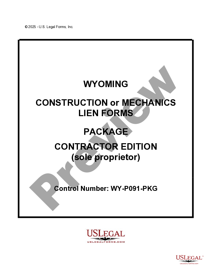 Wyoming Construction or Mechanics Lien Package Individual How To File Mechanics Lien Wyoming
