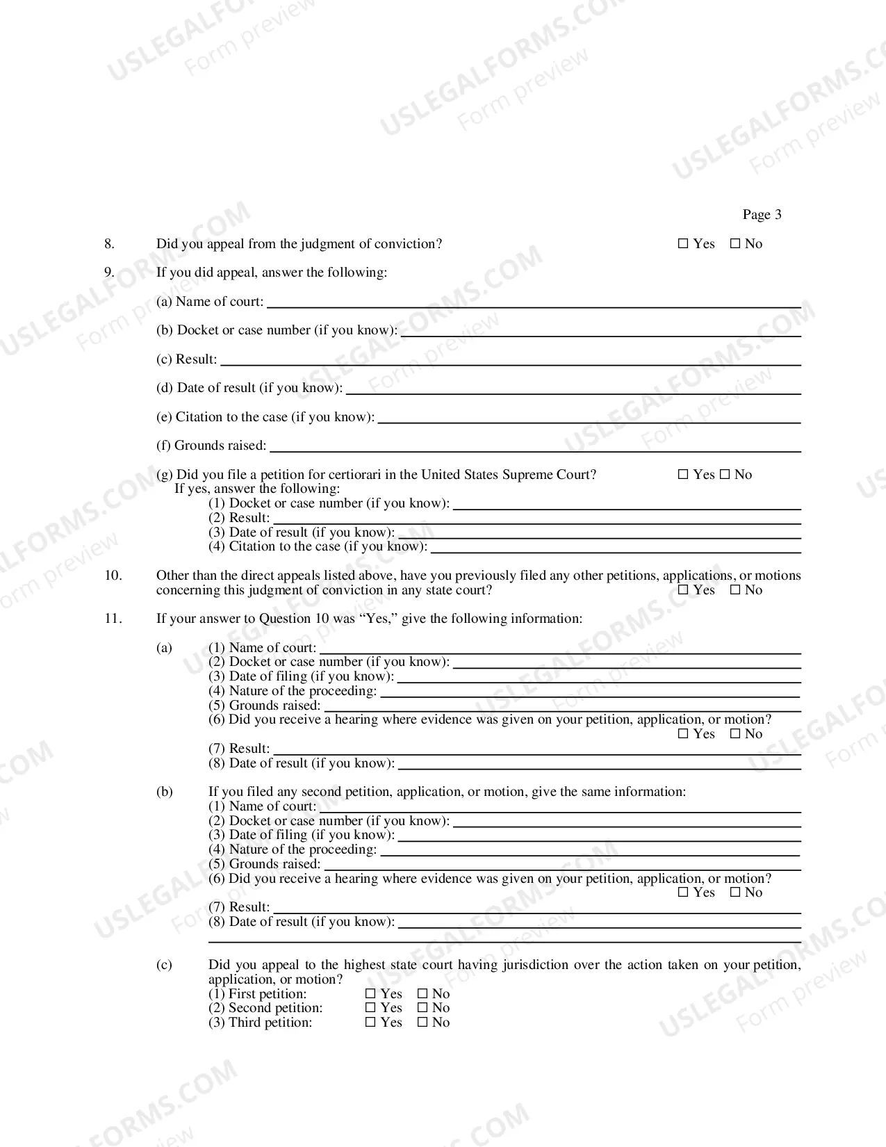 Preview Petition For Relief From a Conviction Or Sentence By a Person in State Custody (Petition Under 28 U.S.C. Section 2254 For a Writ of Habeas Corpus)