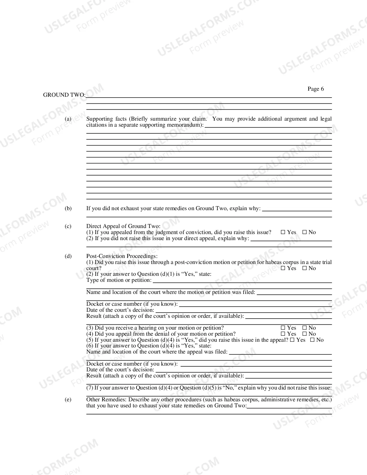 Preview Petition For Relief From a Conviction Or Sentence By a Person in State Custody (Petition Under 28 U.S.C. Section 2254 For a Writ of Habeas Corpus)