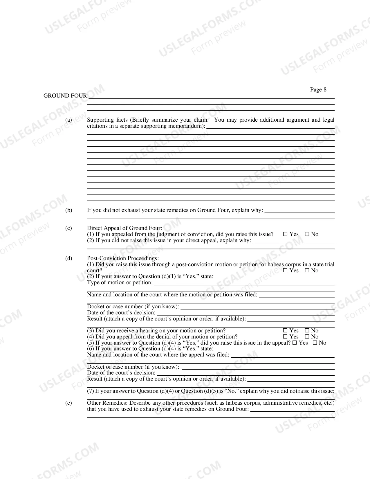 Preview Petition For Relief From a Conviction Or Sentence By a Person in State Custody (Petition Under 28 U.S.C. Section 2254 For a Writ of Habeas Corpus)