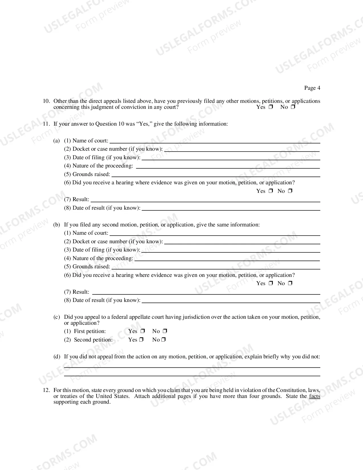 Preview Motion to Vacate, Set Aside, Or Correct a Sentence By a Person in Federal Custody (Motion Under 28 U.S.C. Section 2255)