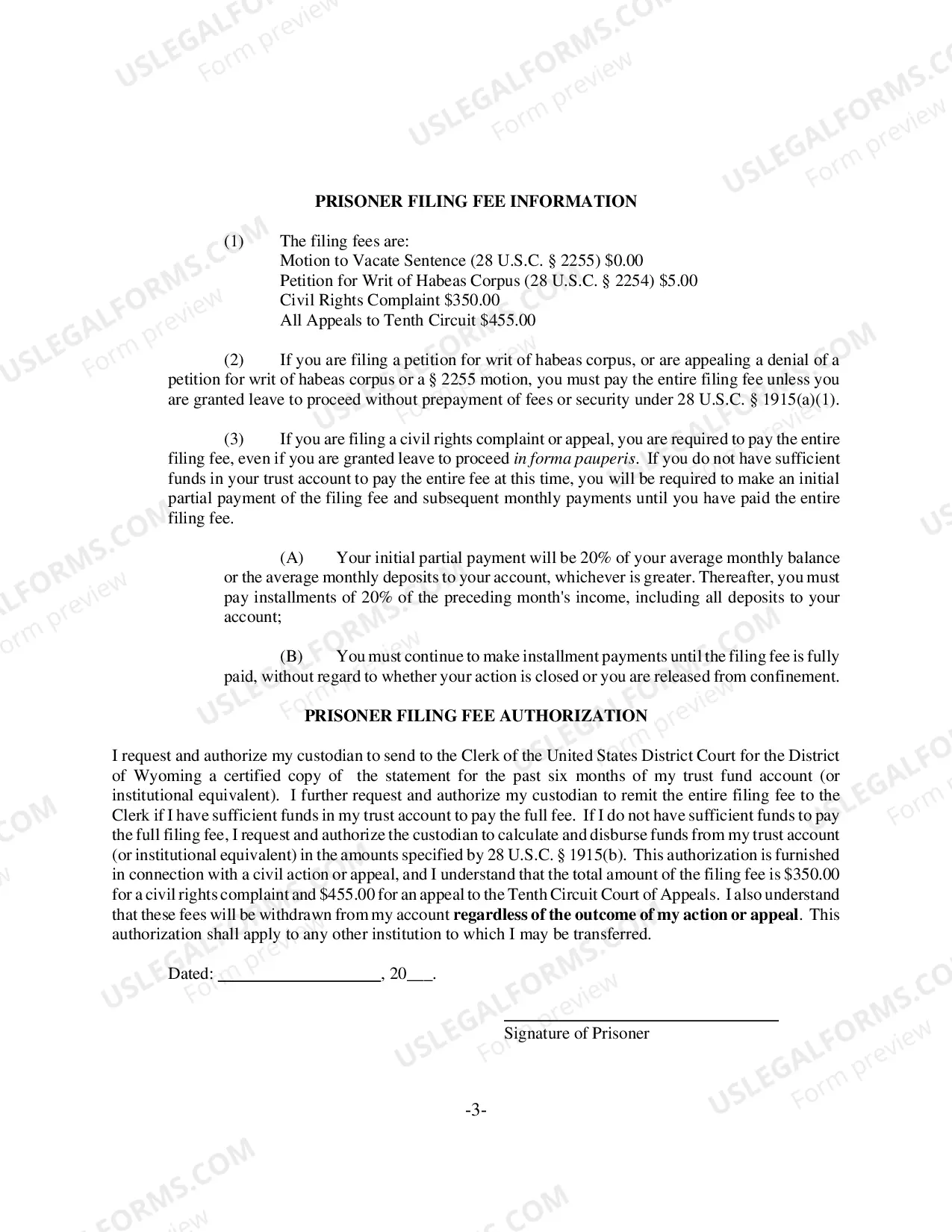 Preview Motion to Proceed in Forma Pauperis and Supporting Affidavit for Appeal