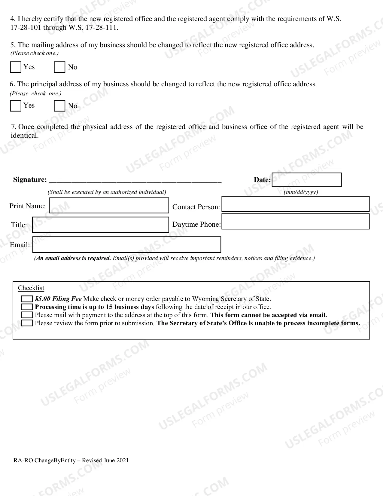 Preview Wyoming Registered Agent Forms - Change, Consent