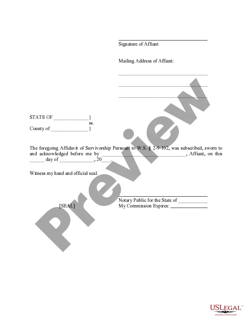 Preview Affidavit of Survivorship