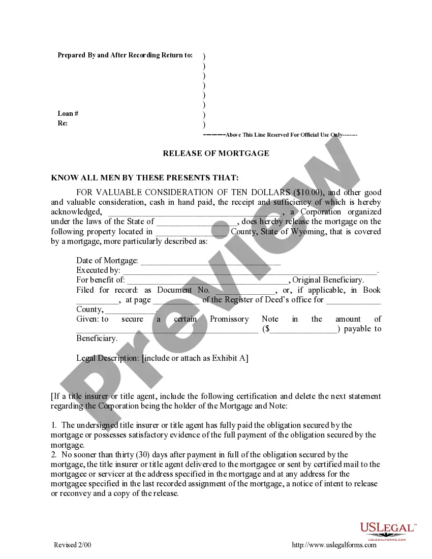 Get Satisfaction, Release or Cancellation of Deed of Trust by Corporation and Release of Mortgage Preview Satisfaction, Release or Cancellation of Deed of Trust by Corporation and Release of Mortgage