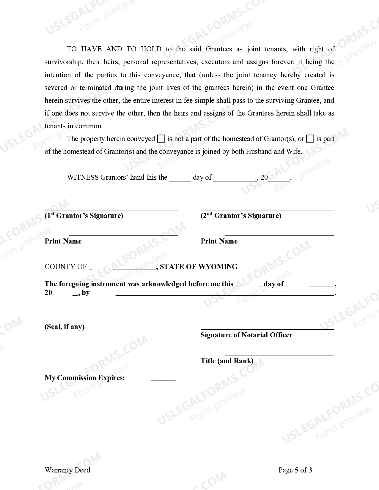 Preview Warranty Deed for Husband and Wife Converting Property from Tenants in Common to Joint Tenancy