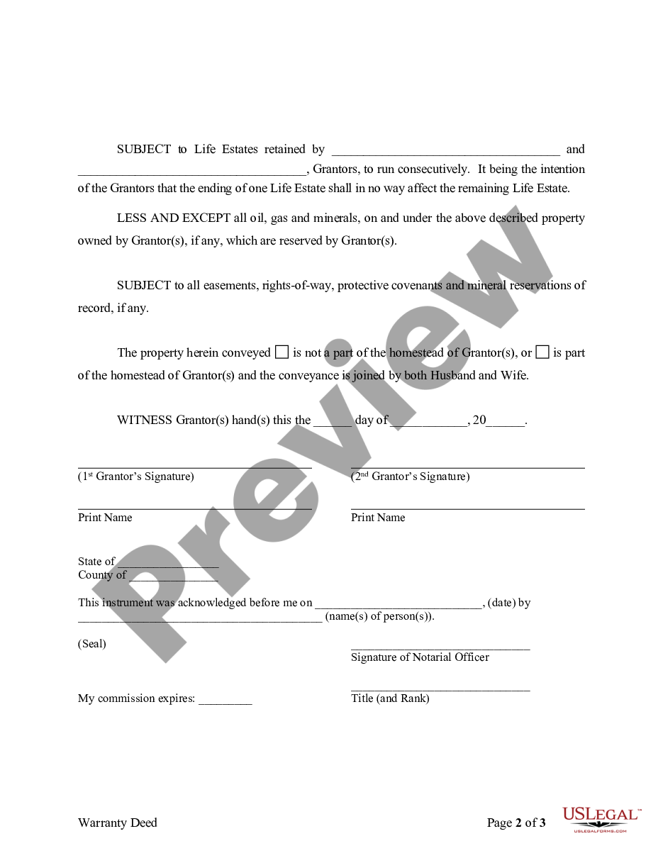page 4 Warranty Deed from Parents to Child with Reservation of Life Estate preview