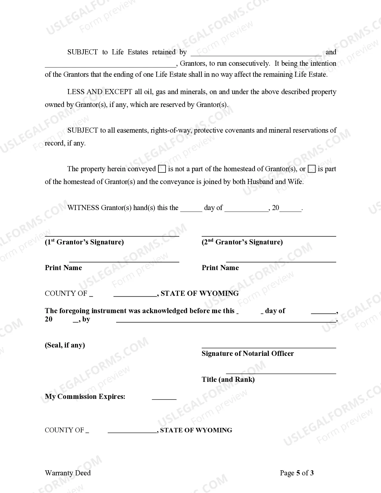 Preview Warranty Deed from Parents to Child with Reservation of Life Estate