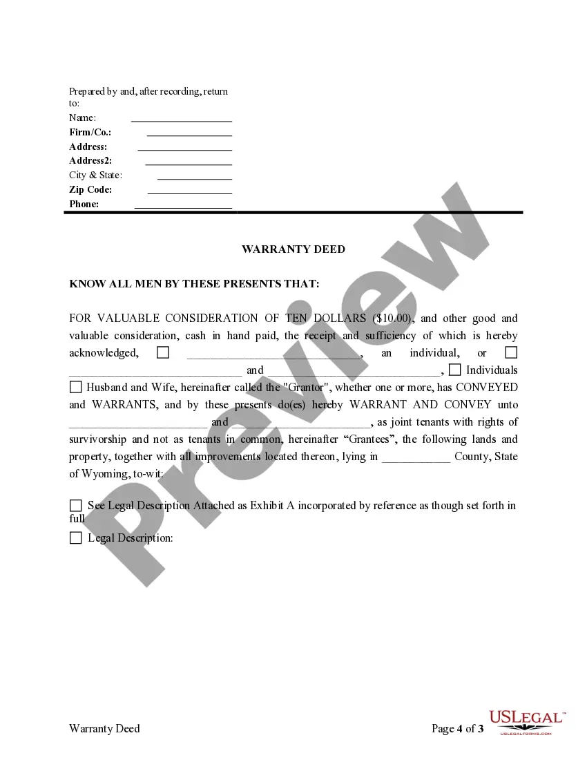 Get Warranty Deed Converting Separate or Joint Property to Joint Tenancy Preview Warranty Deed Converting Separate or Joint Property to Joint Tenancy