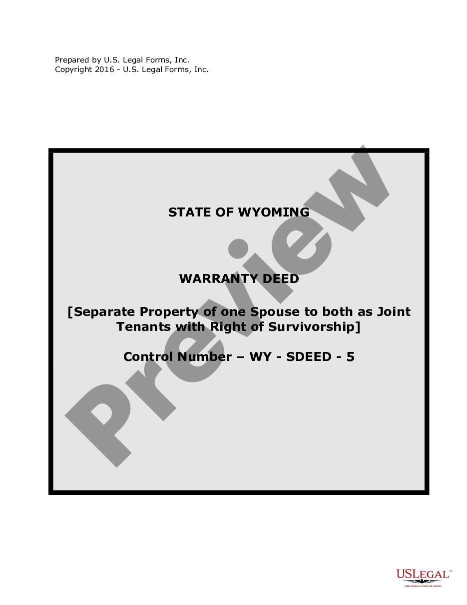 page 0 Warranty Deed Converting Separate Property of one Spouse to both as Joint Tenants preview