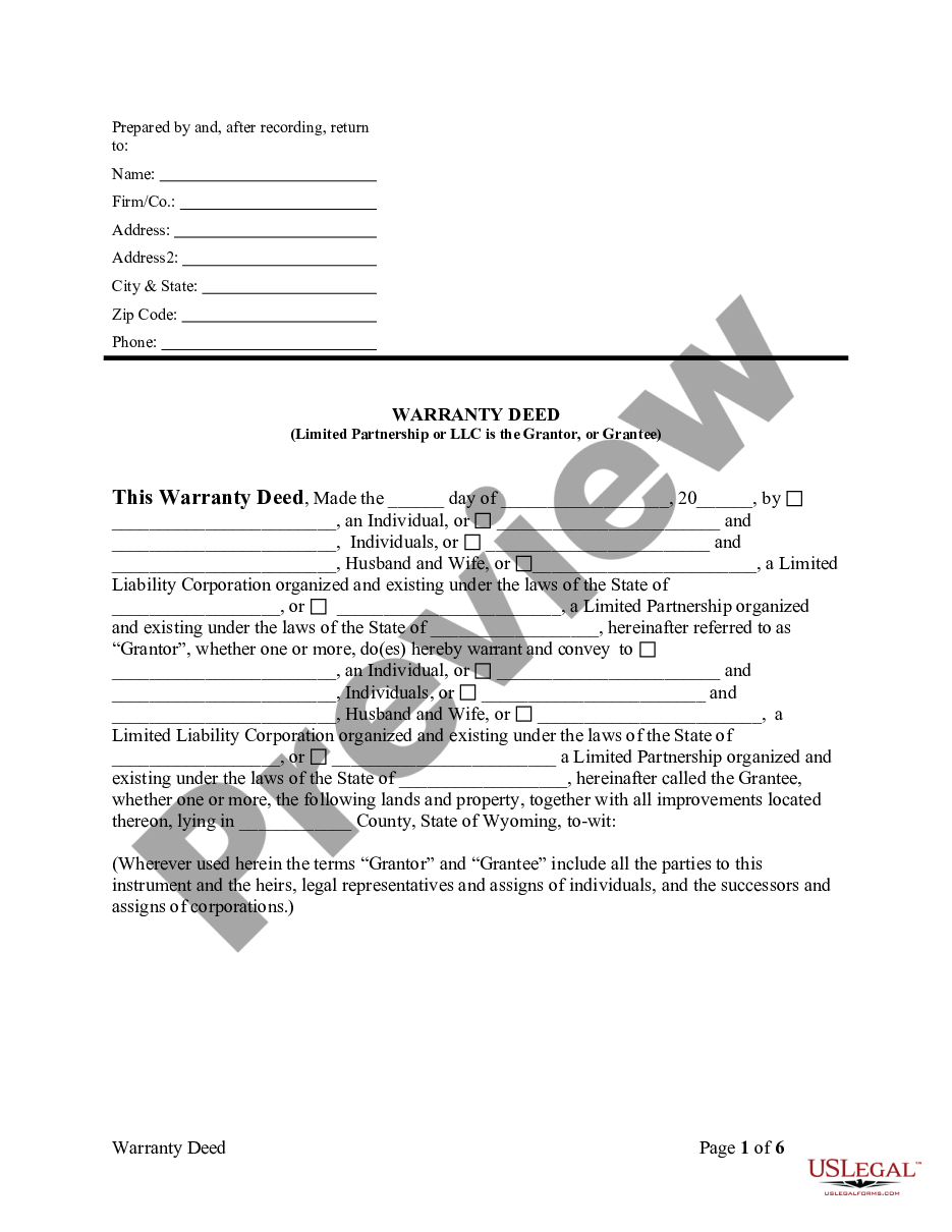 page 3 Warranty Deed where a Limited Partnership or LLC is the Grantor, or Grantee preview