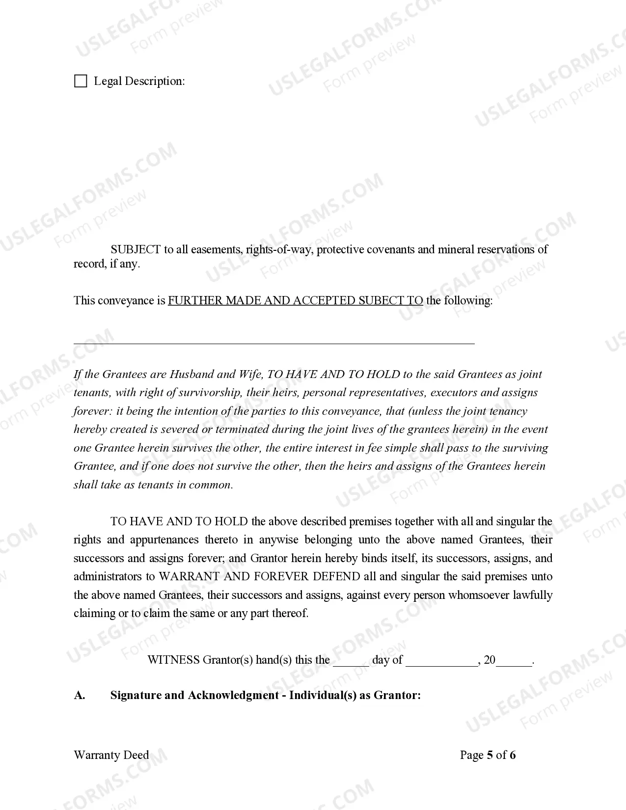 Preview Warranty Deed where a Limited Partnership or LLC is the Grantor, or Grantee