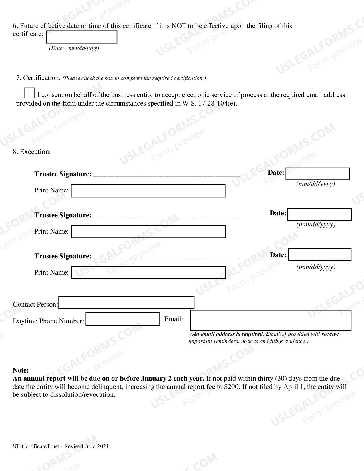 Preview Certificate of Trust