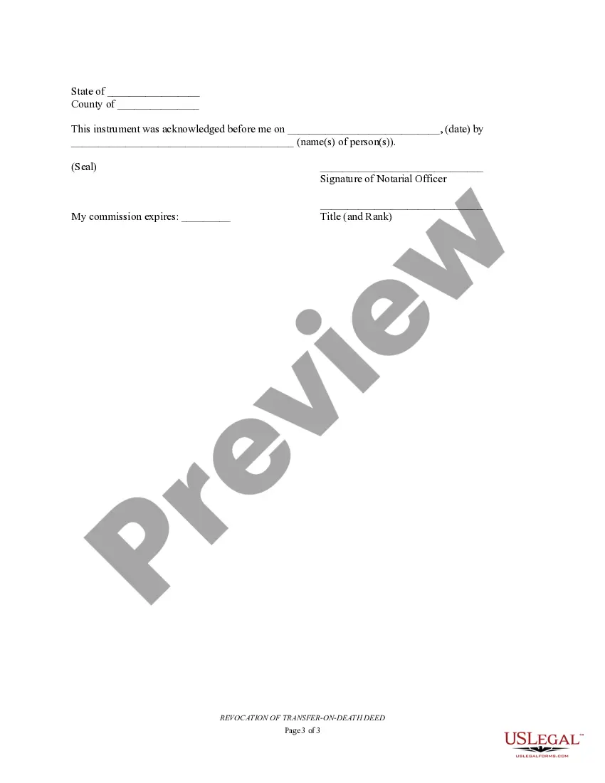 Preview Revocation of Transfer on Death Deed - Beneficiary Deed for Two Grantors