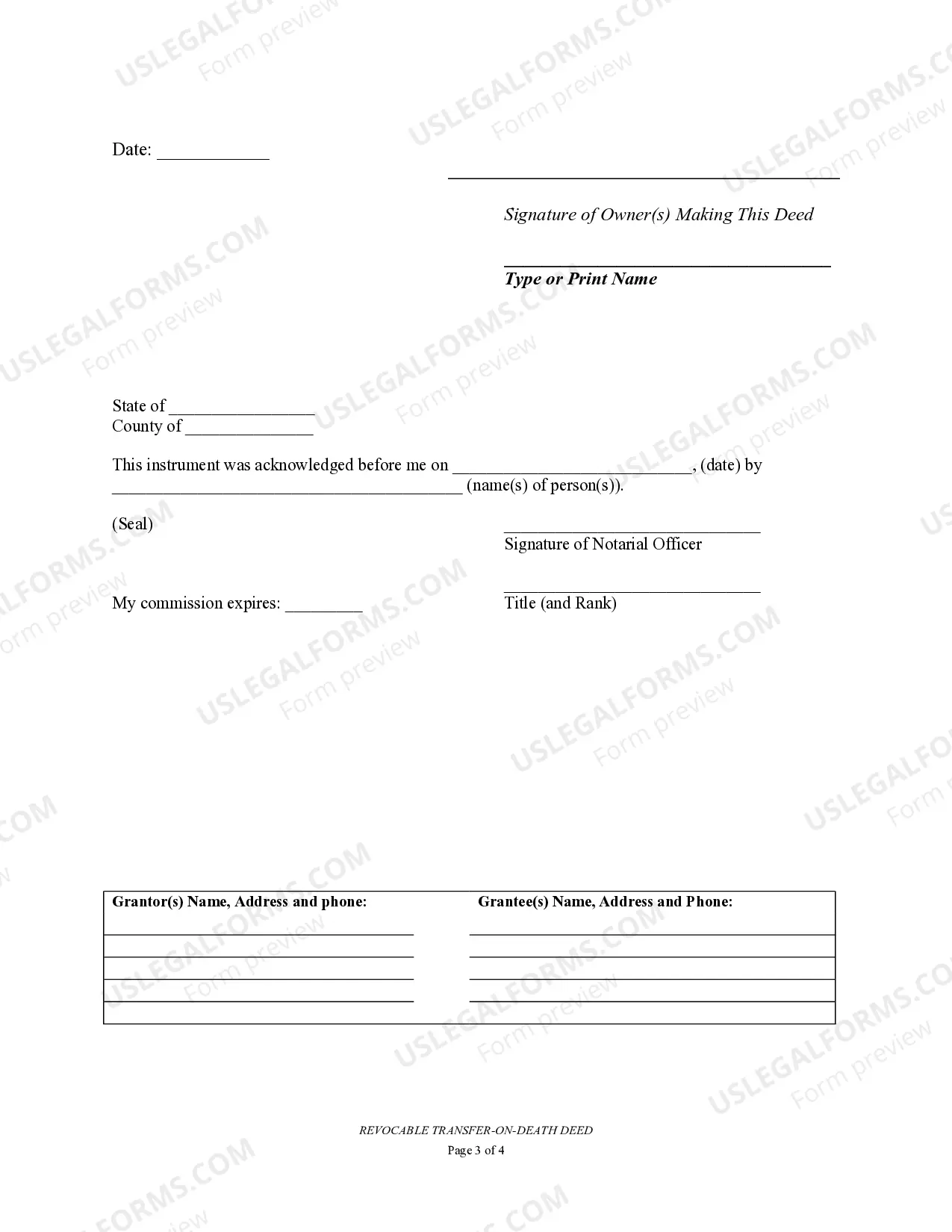 Preview Transfer on Death Deed or TOD - Beneficiary Deed for Individual to a Trust