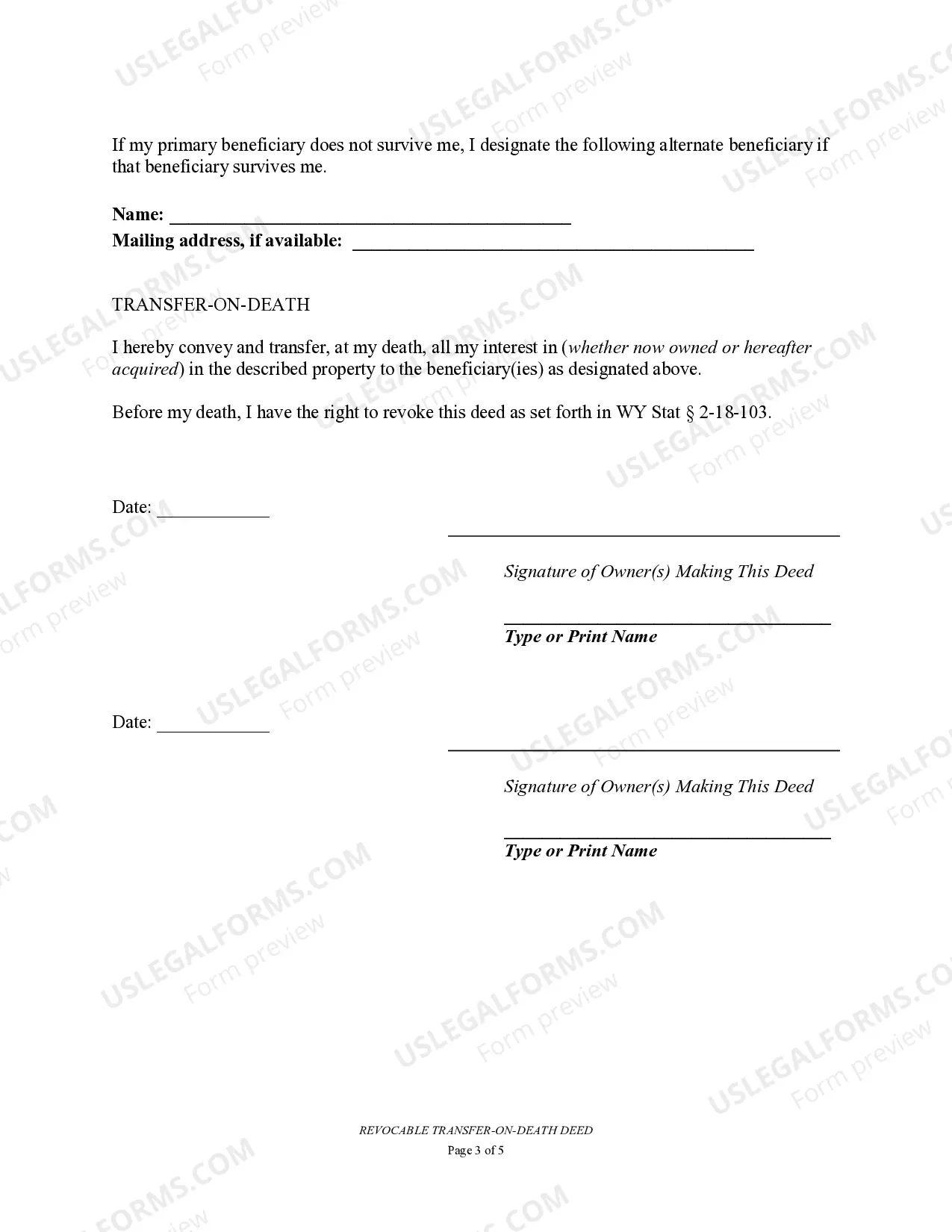 Preview Transfer on Death Deed or TOD - Beneficiary Deed for Two Individuals to Two Individuals