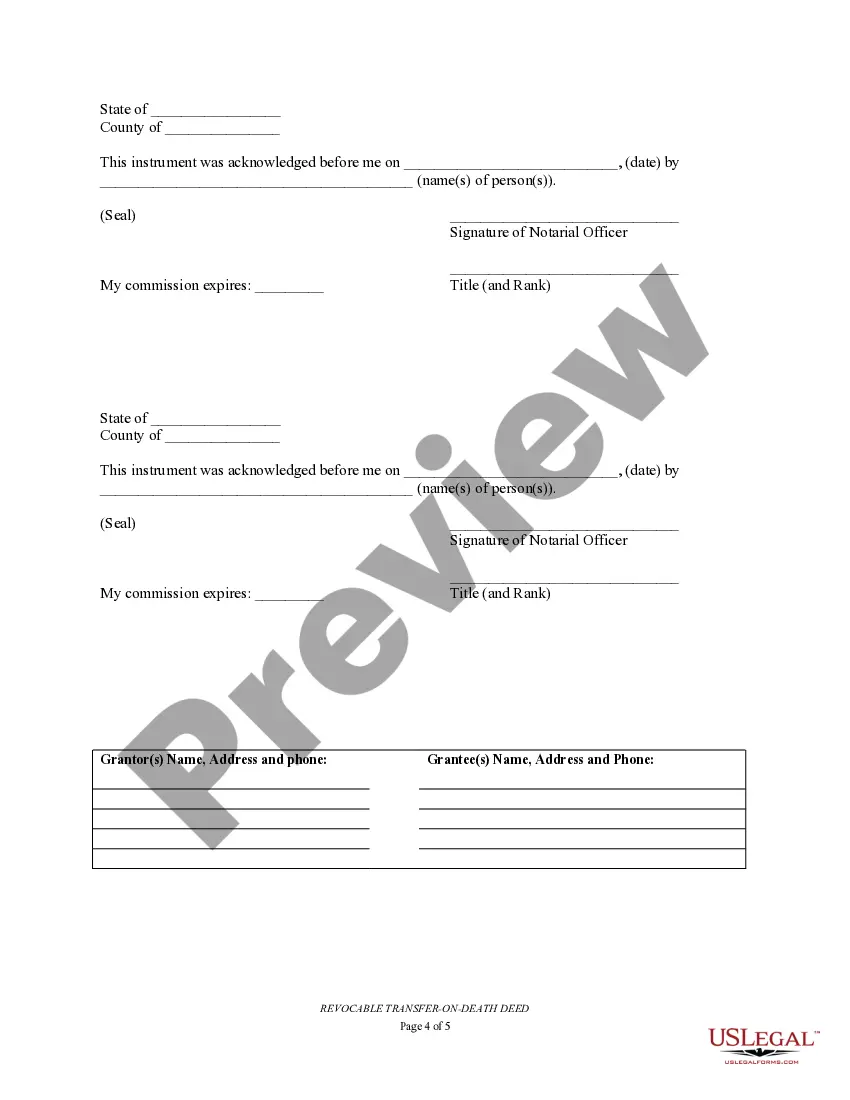 Preview Transfer on Death Deed or TOD - Beneficiary Deed for Husband and Wife to Two Individuals