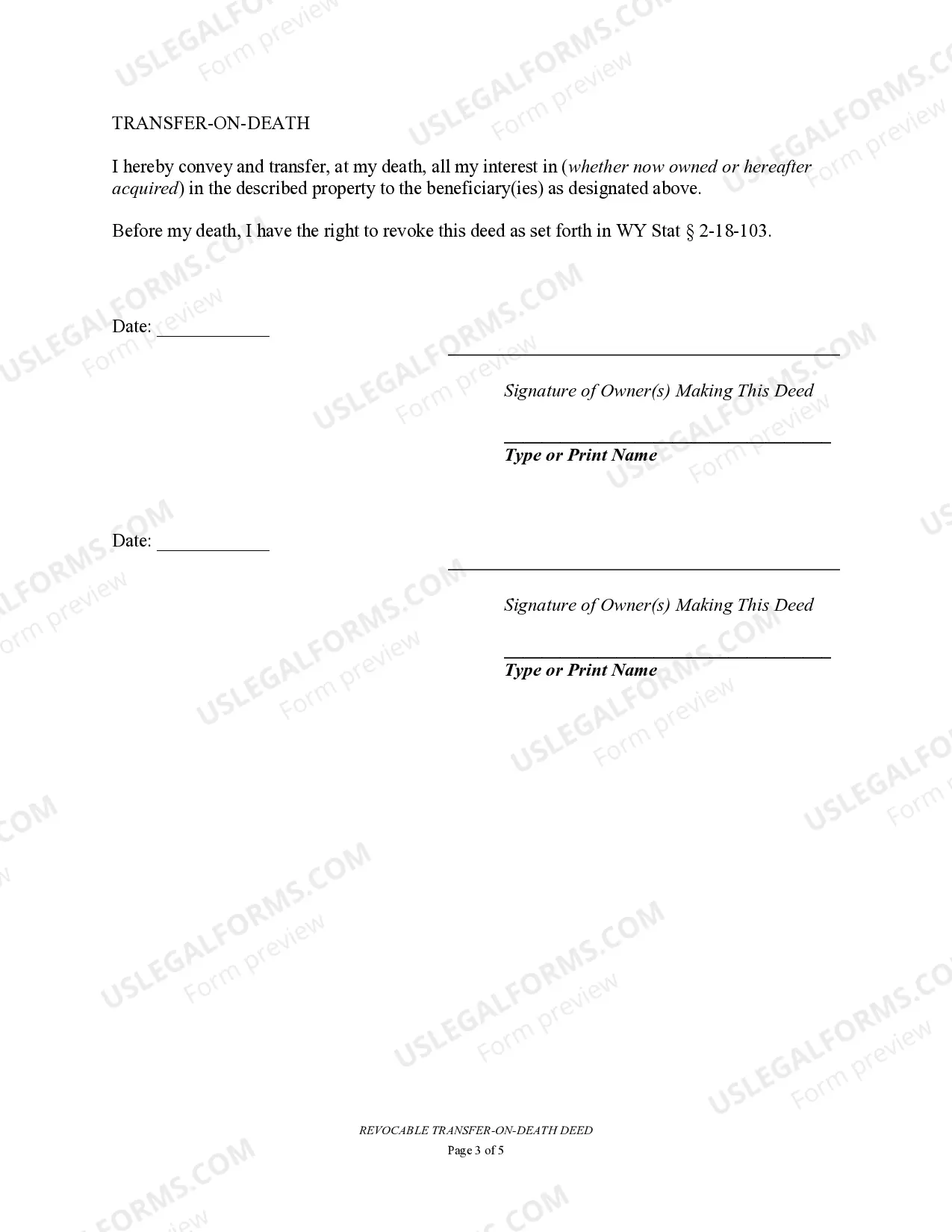 Preview Transfer on Death Deed or TOD - Beneficiary Deed for Husband and Wife to a Trust