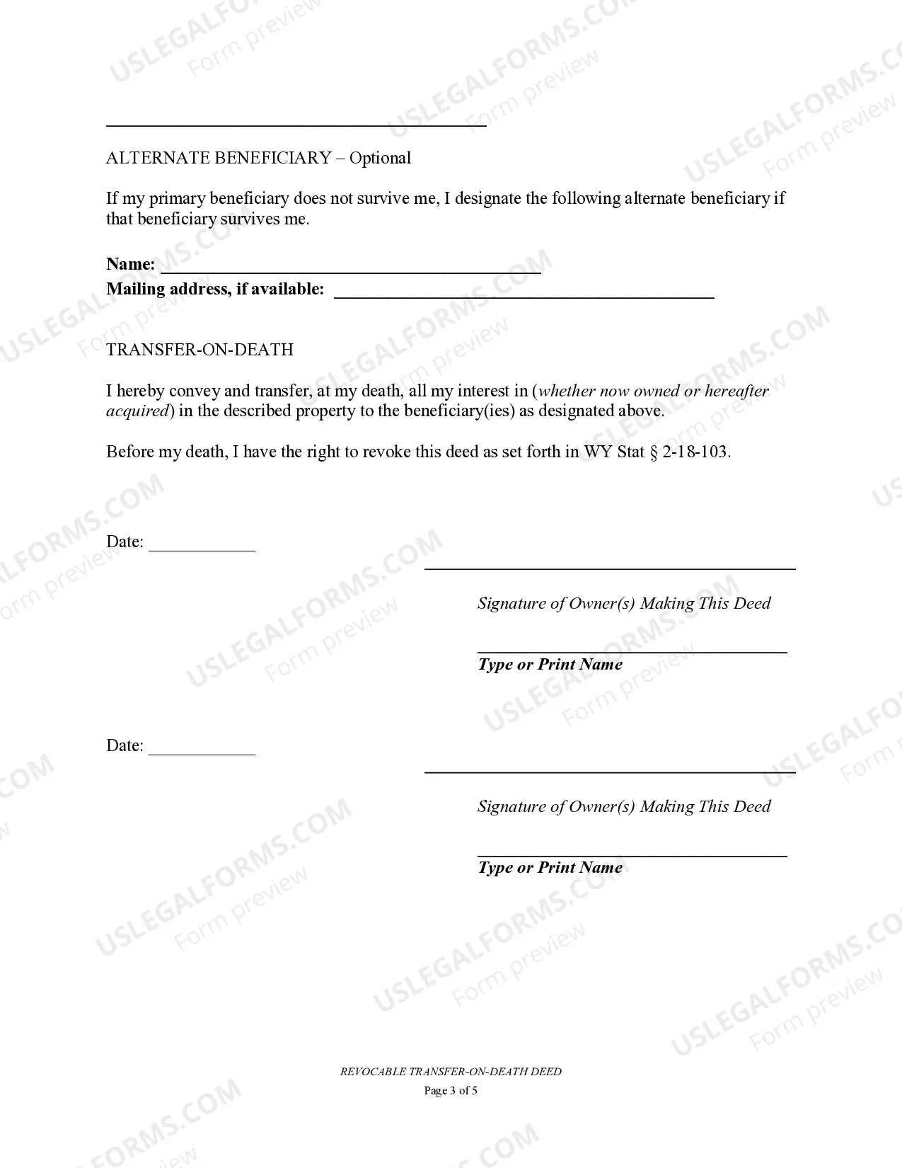Preview Transfer on Death Deed or TOD - Beneficiary Deed for Two Individuals to Multiple Individuals
