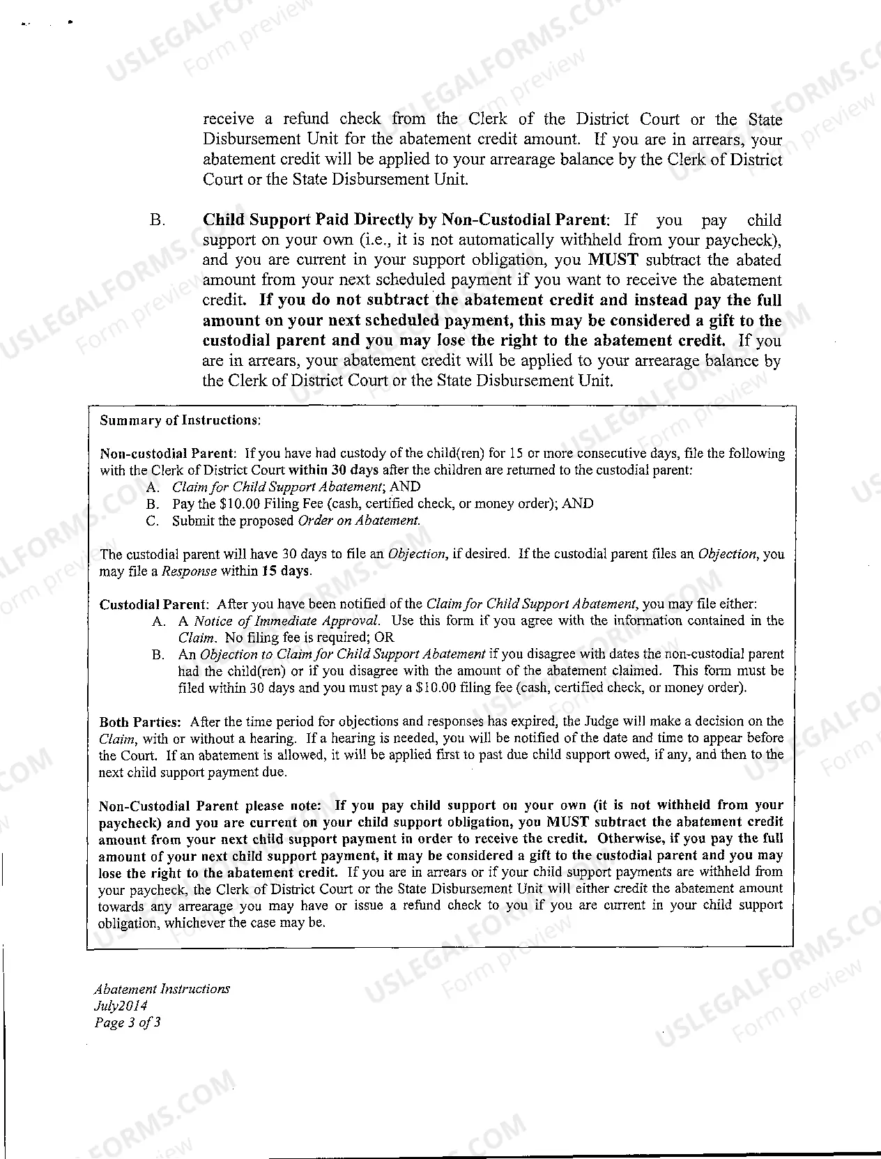 Preview Instructions for Abatements