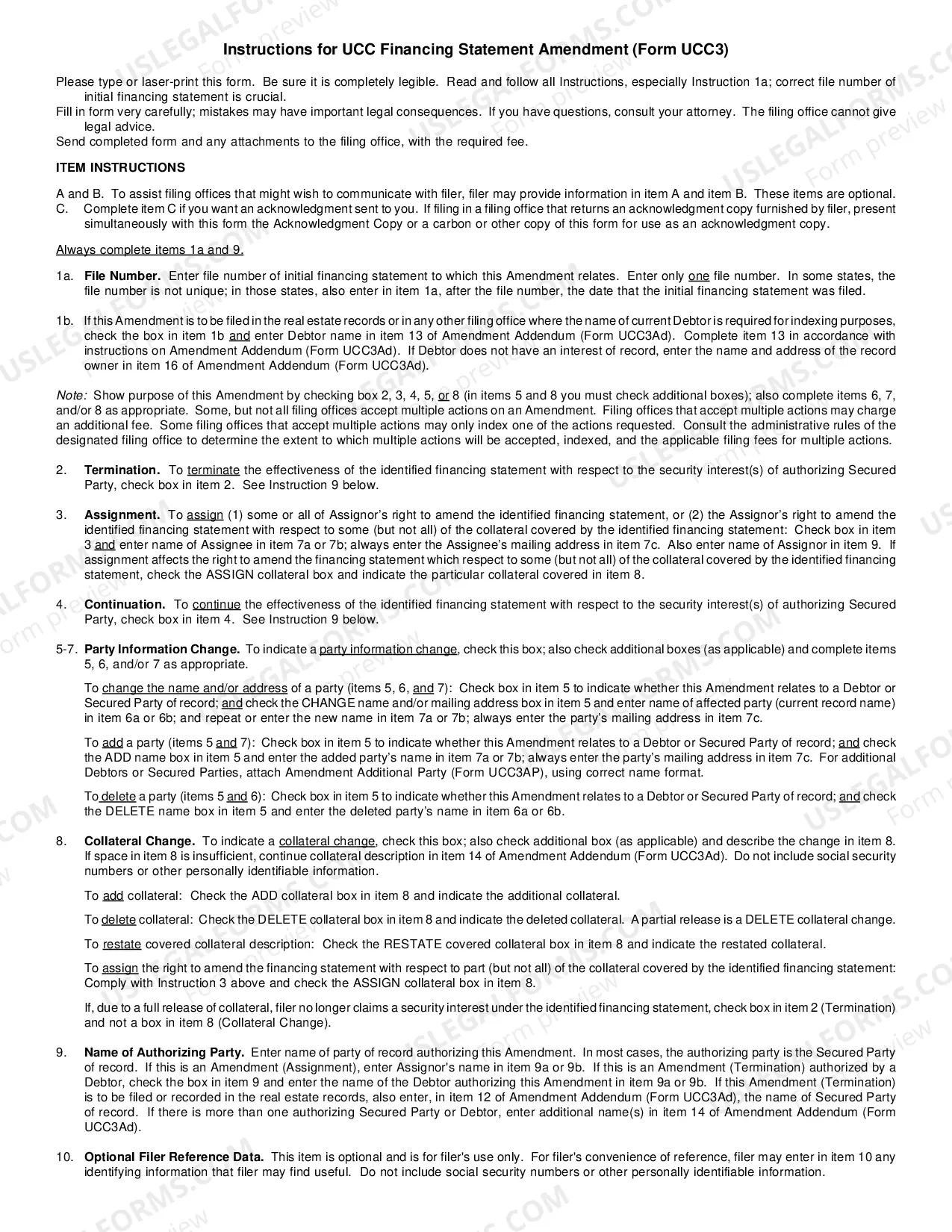 Preview Wyoming UCC3 Financing Statement Amendment