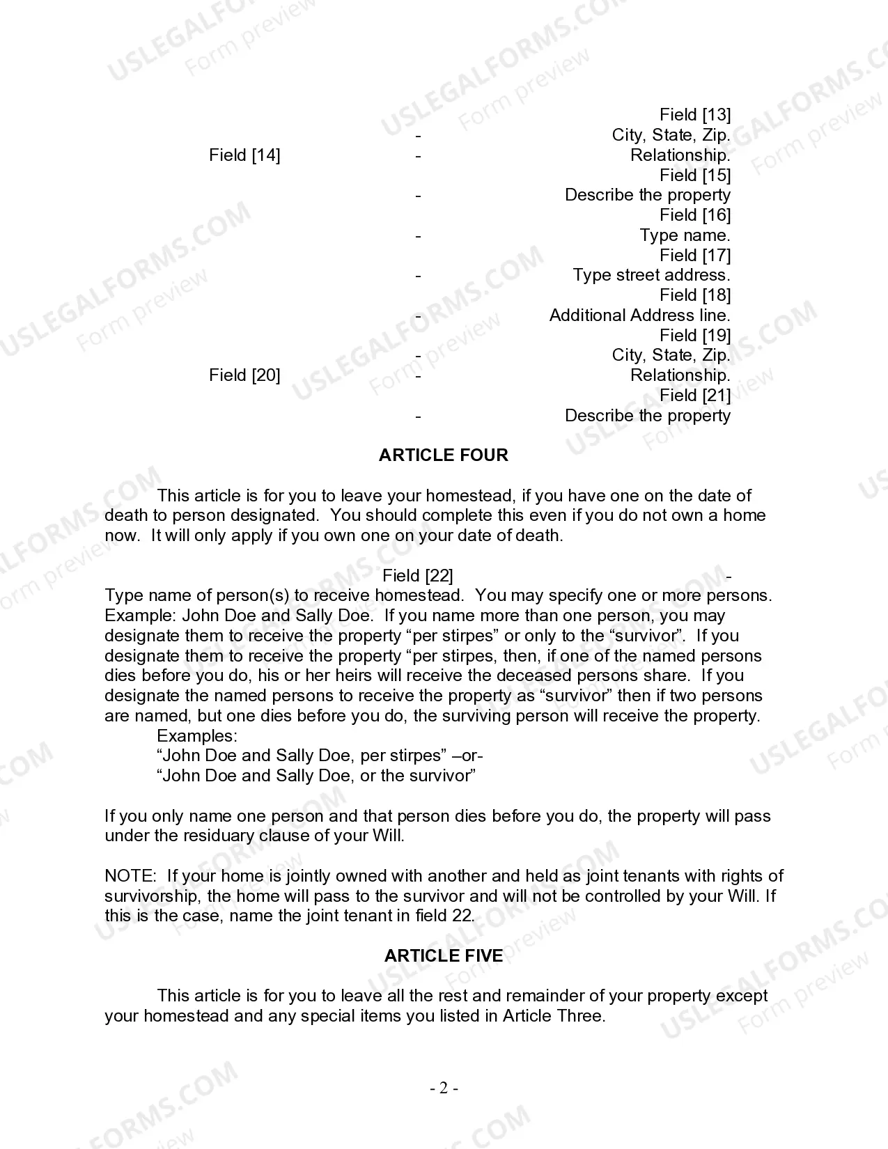 Preview Last Will and Testament for Single Person with No Children