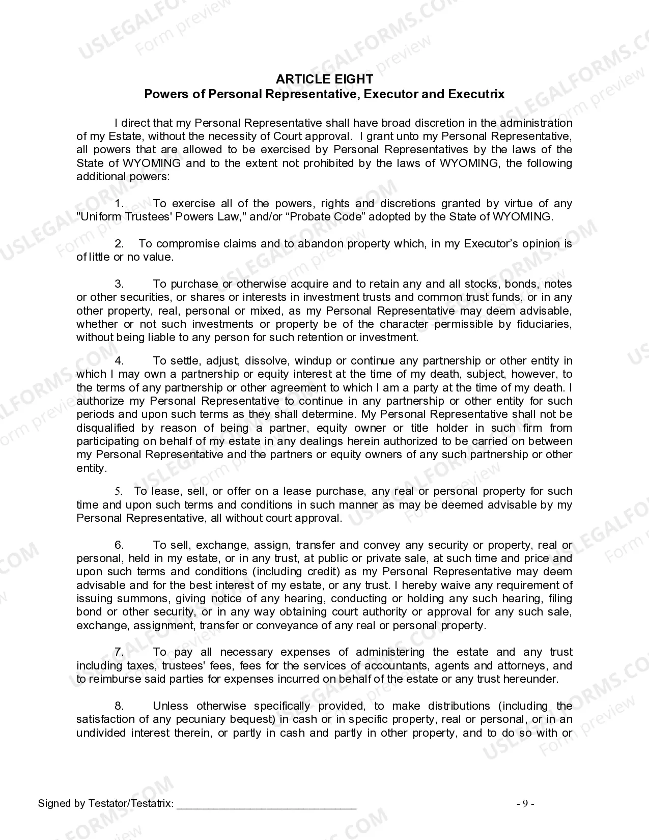 Preview Last Will and Testament for Single Person with No Children