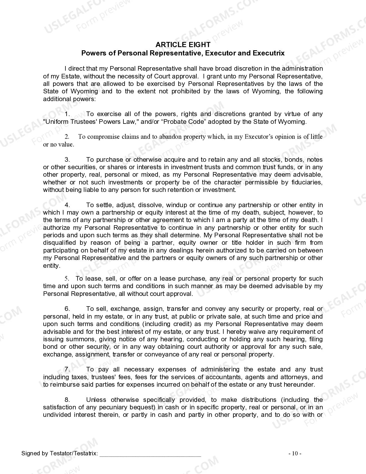 Preview Last Will and Testament for Single Person with Adult Children