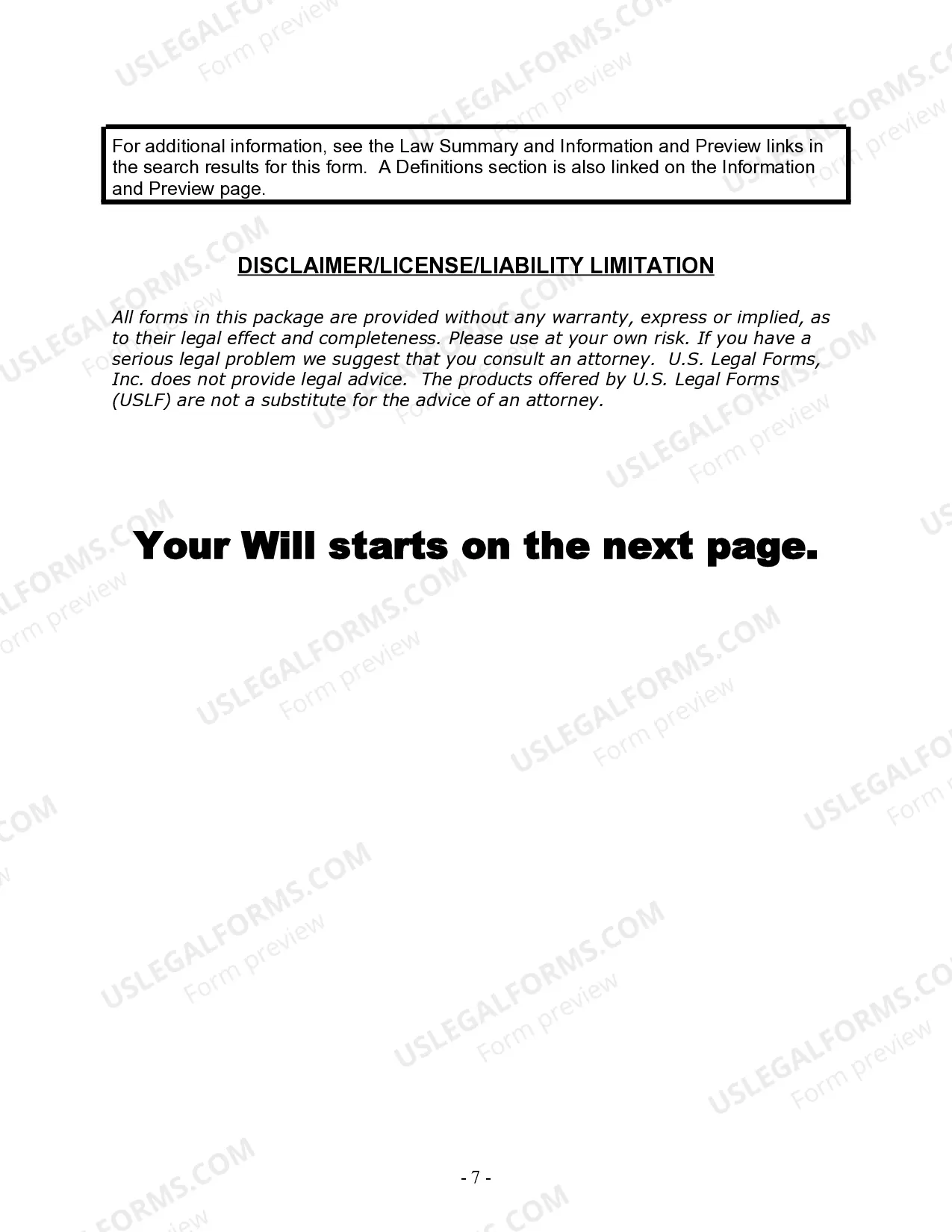 Preview Last Will and Testament for Single Person with Adult Children