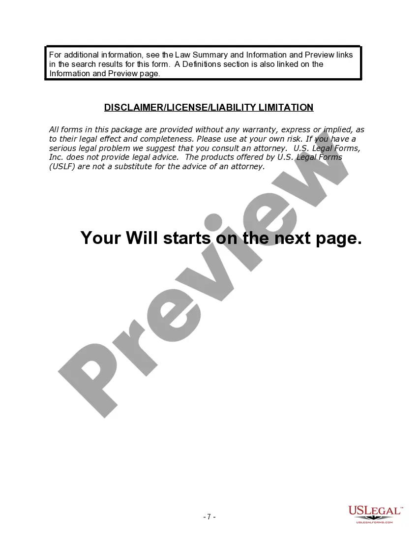 Preview Last Will and Testament for Divorced person not Remarried with Adult Children