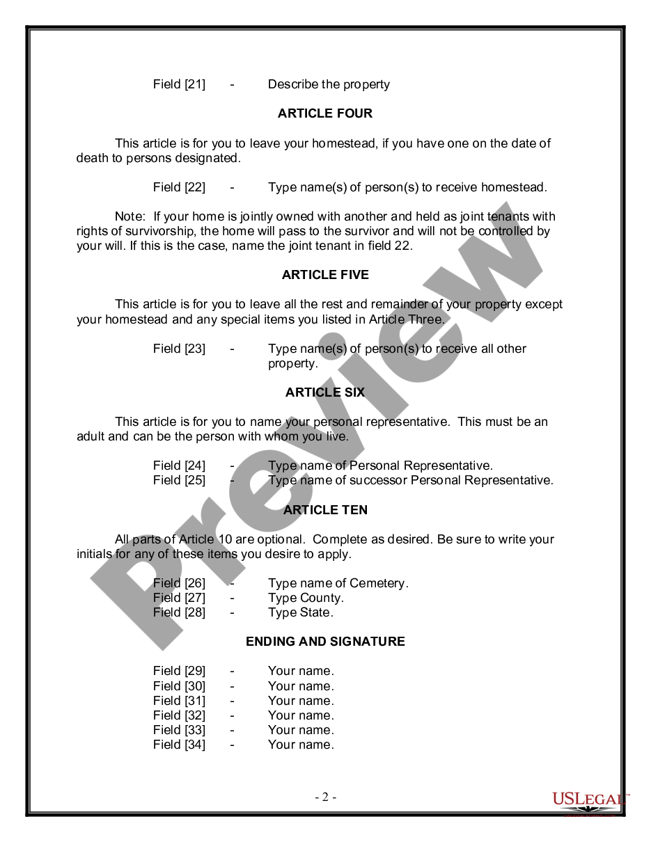 page 1 Legal Last Will and Testament Form for Divorced Person Not Remarried with No Children preview